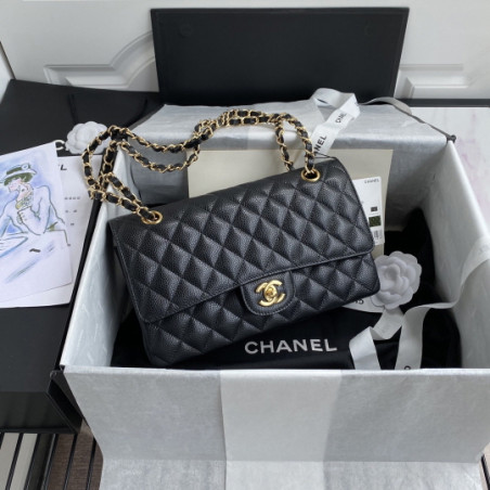 샤넬 클래식 미듐 플랩백 캐비어 은장  CHANEL CLASSIC FLAP MEDIUM | SILVER METAL 25CM